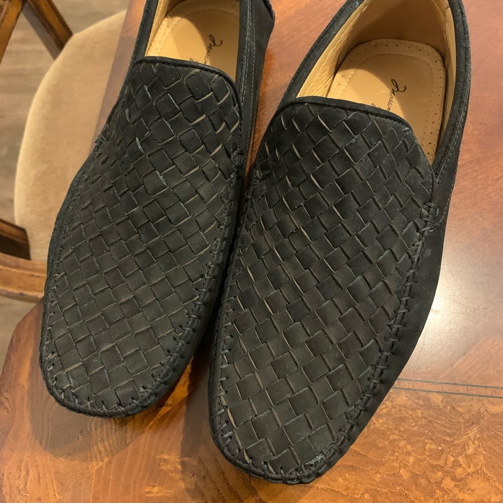 Black Woven Men's Loafers